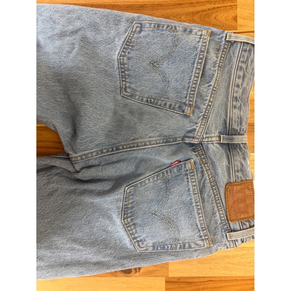 501 Button Fly Levi's Women's Distressed Blue Denim Jeans 26x30 - Picture 8 of 8